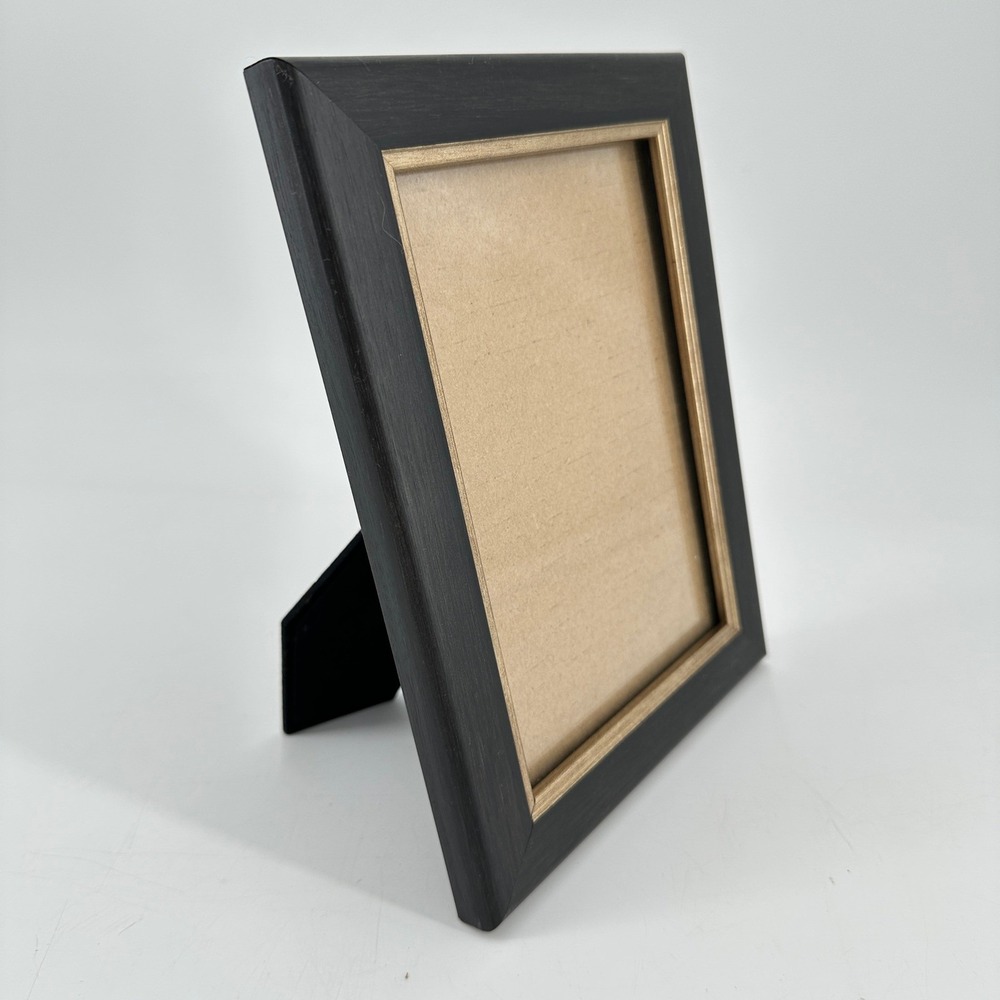 Threshold 5x7 Photo Frame Black and Gold Wood Grain Tabletop Wall Mount Decor